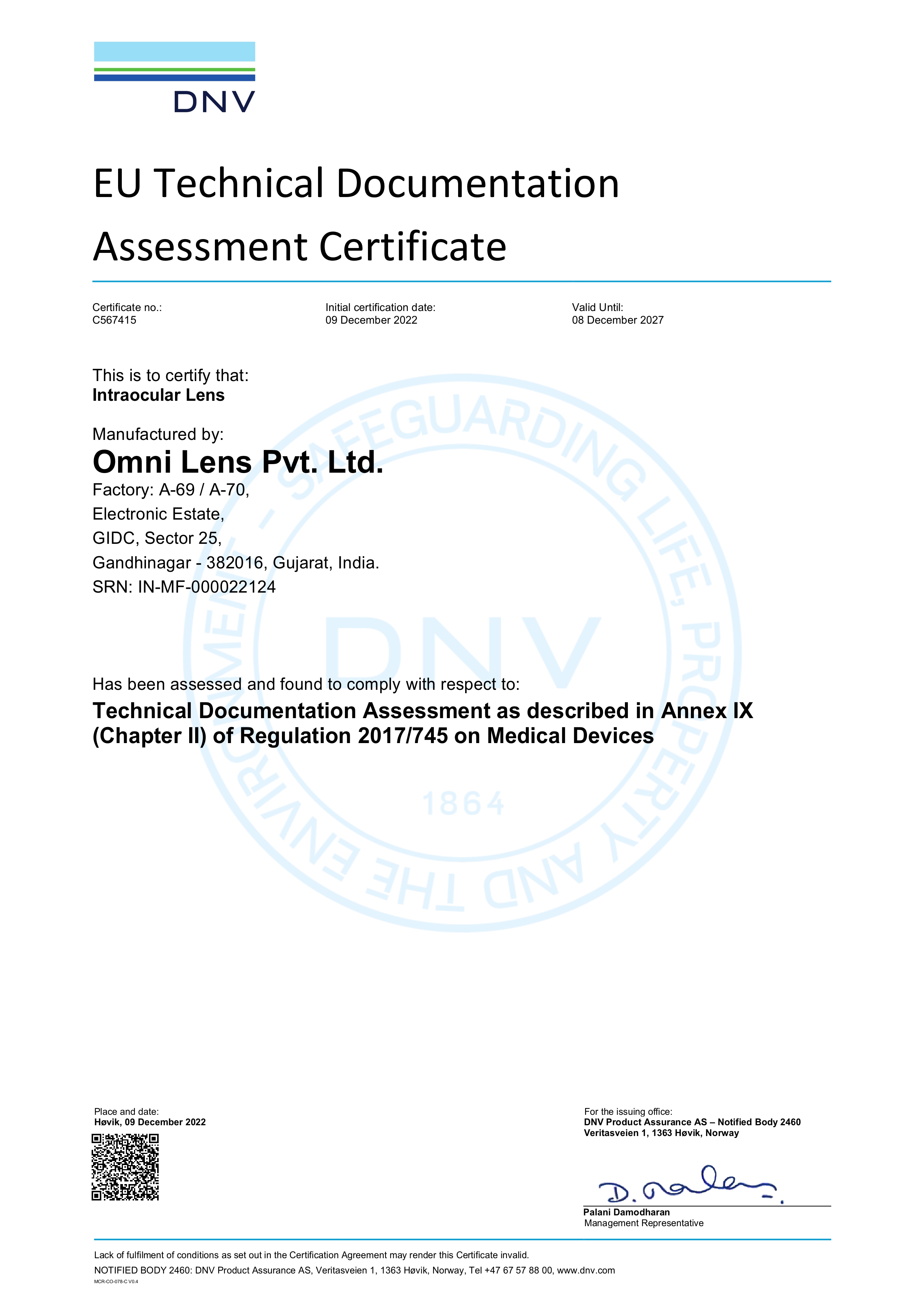 EU Technical Documentation Certificate