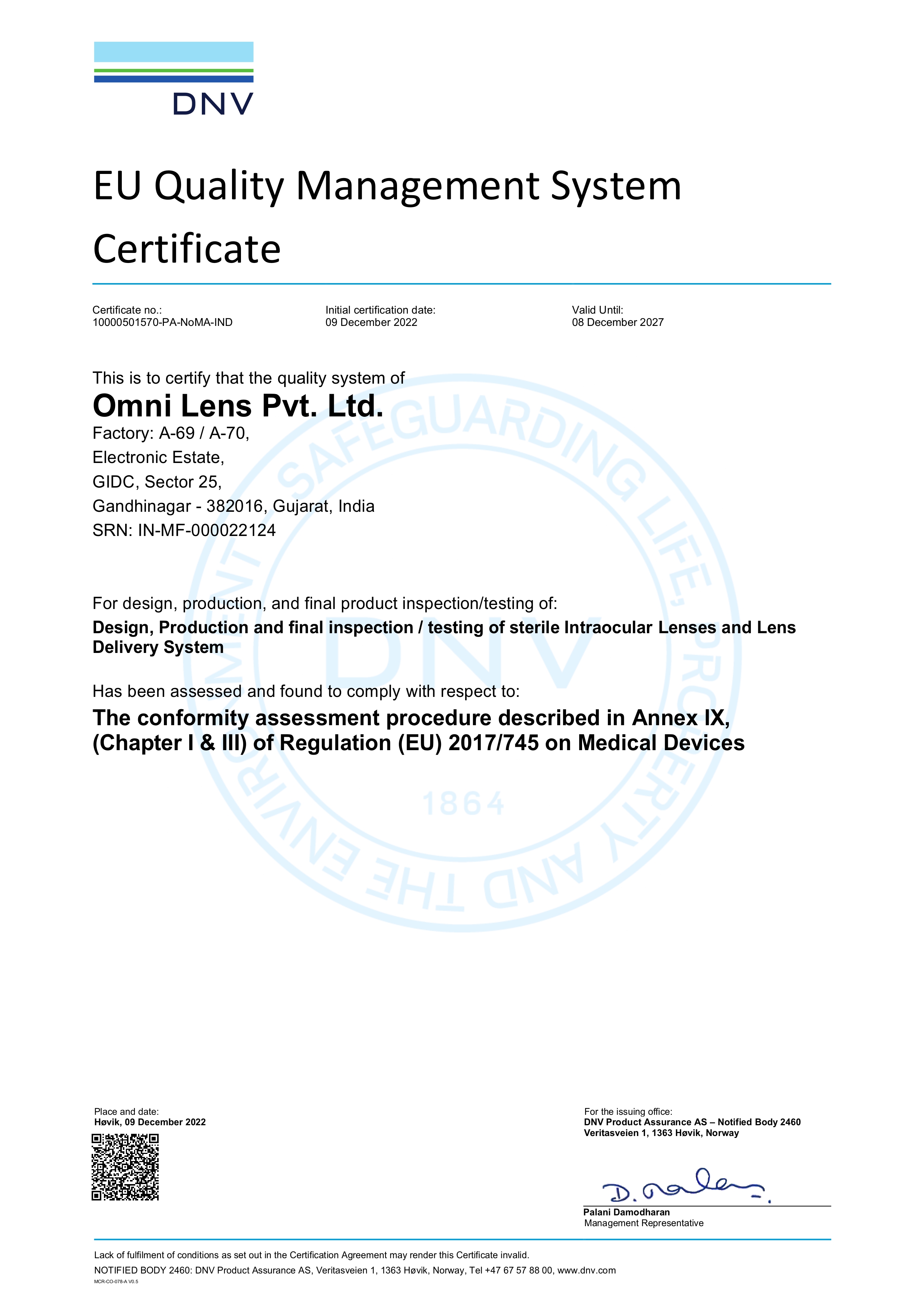 Omni CE certificate